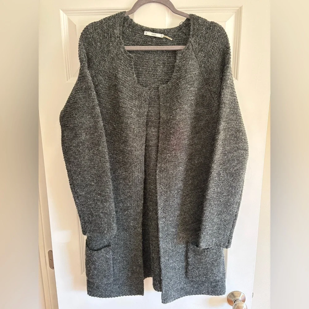 SIONI. Dark charcoal gray tight woven cardigan sweater. Size is One Size - Picture 1 of 2